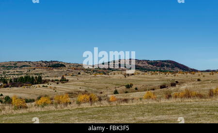 La bellezza dei colori autunnali nella Plana verso la montagna Manastirishte picco , Bulgaria Foto Stock