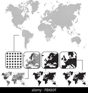 Set di mappe del mondo Illustrazione Vettoriale
