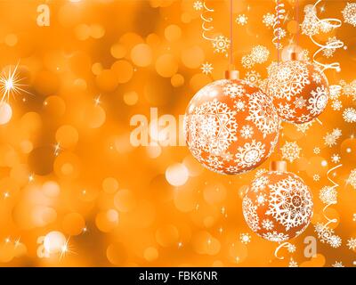 Bokeh luci e palle di Natale. EPS 8 Illustrazione Vettoriale