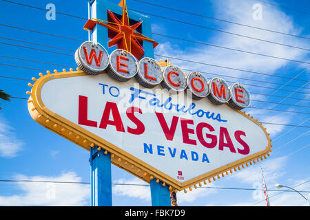 Benvenuto nella favolosa Las Vegas segno Foto Stock