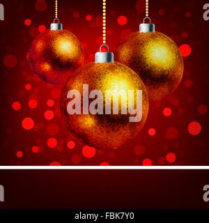 Baubles di natale con sfondo bokeh di fondo. EPS 8 Illustrazione Vettoriale