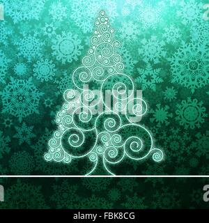 Scheda di Natale stilizzato incandescente verde. + EPS8 Illustrazione Vettoriale