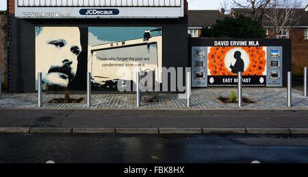 Memorial e murale per il compianto David Ervine MLA situato nella sua nativa East Belfast, Irlanda del Nord. Foto Stock