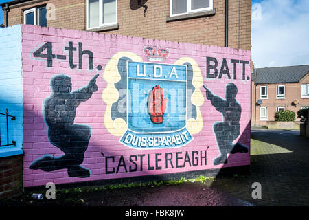 Ulster Defence Association UDA 4° Battaglione Batt murale in East Belfast Foto Stock