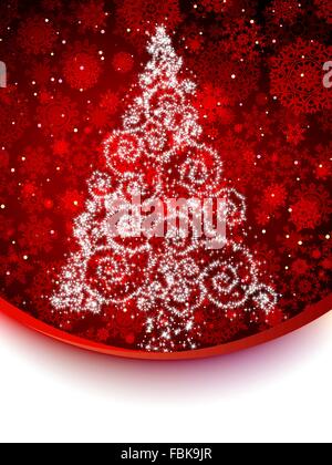 Abstract red card con albero di natale. EPS 8 Illustrazione Vettoriale