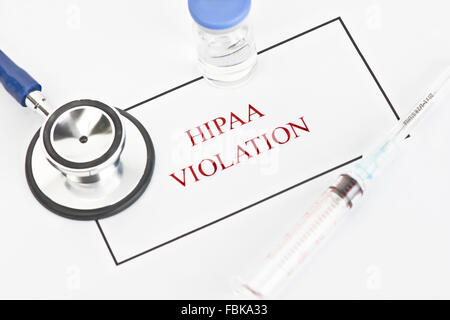 Normative Hipaa manuale con i documenti paziente. Tutte le etichette e/o i documenti sono fittizi. Foto Stock