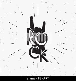 Rock mano silhouette di segno Illustrazione Vettoriale