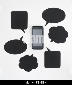 Smartphone e fumetti con copyspace Foto Stock