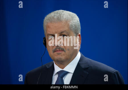 Algerina di Primo Ministro Abdelmalek Sellal, fotografato a Berlino, 12 gennaio 2016. Foto: Soeren Stache/dpa Foto Stock