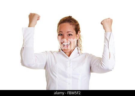 Il tifo business donna con serrata a suon di pugni Foto Stock