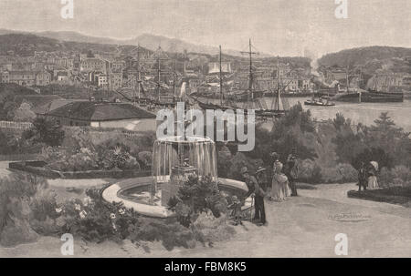 HOBART, da McGregor's Gardens. La Tasmania. Australia, antica stampa 1888 Foto Stock