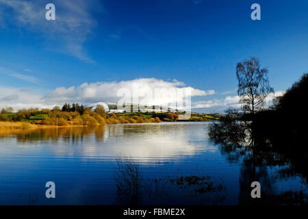 Blessington lakes in forte luce del sole invernale in County Wicklow Irlanda Foto Stock