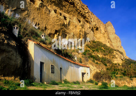 Cave Houses a Terrera del Calguerin troglodite trimestre.Cuevas De Almanzora, provincia di Almeria, Andalusia, Spagna Foto Stock