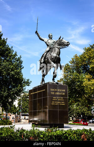 Equestrian del generale Simon Bolivar, 18th Street e Virginia Avenue NW, Washington DC Foto Stock