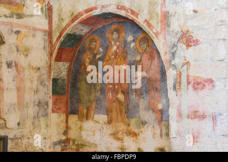 Fresco presso la chiesa di St Nicholas ( Noel Baba ) a Myra noto anche come Kale in Demre presso il litorale del Mar Egeo. Turchia Foto Stock