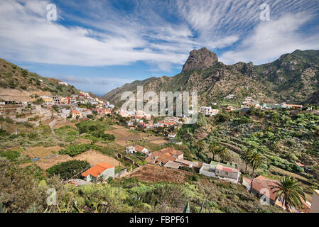 Vista panoramica della città vallehermoso a La Gomera, isole Canarie, Spagna. Foto Stock