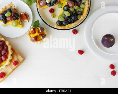 Estate sfondo grafico a torta, cibo vista superiore Foto Stock