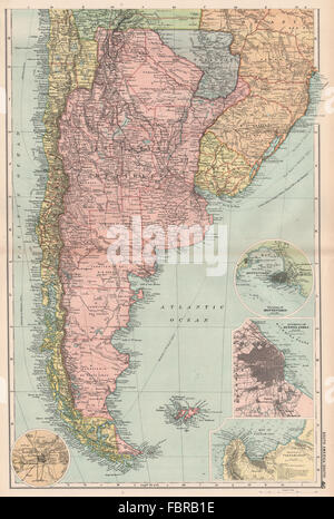 AMERICA S. Chile Argentina Montevideo Buenos Aires Valparaiso Santiago, 1903 Mappa Foto Stock