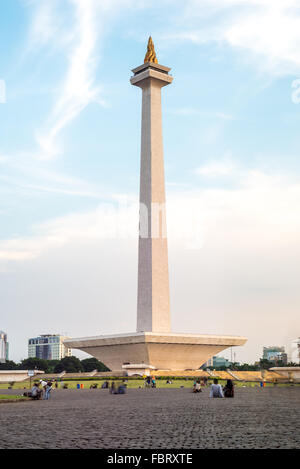 Indonesiano Monumento Nazionale in piazza Merdeka, Giacarta Foto Stock