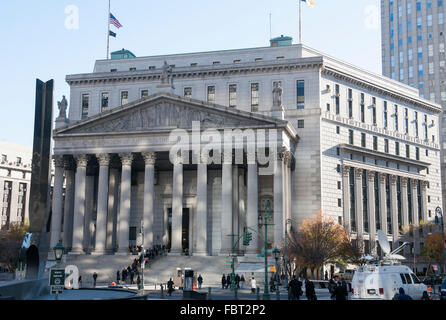 Corte Suprema di New York edificio, Foley Square, la parte inferiore di Manhattan, New York, NY, STATI UNITI D'AMERICA. Foto Stock