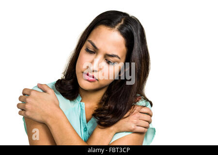 Preoccupato bella donna Foto Stock