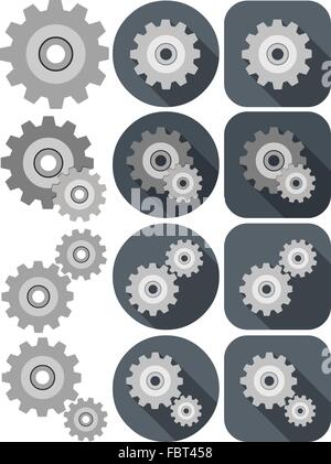 Una illustrazione vettoriale pack di icona impostazioni effettuate con ruote. Illustrazione Vettoriale