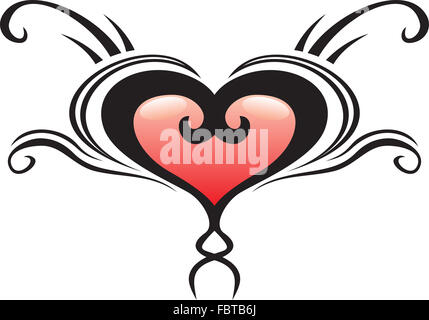 Cuore tatuaggio di cresta Foto Stock