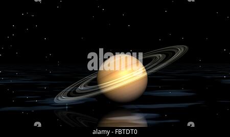 Pianeta Saturno e acqua Foto Stock