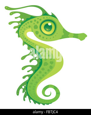 Pesce Cavallo Illustrazione Dragon Cartoon Acqua Salata Oceano Mare Verde Acqua Cavallo 142319484