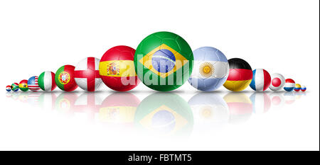 Soccer Football gruppo di sfere con i team di bandiere Foto Stock