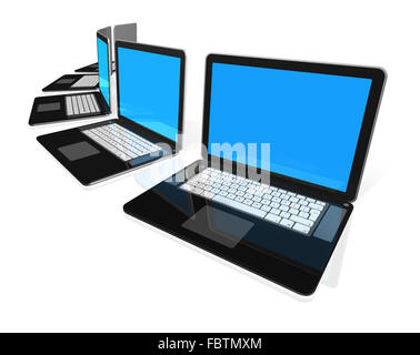 Nero computer portatile isolato su bianco Foto Stock