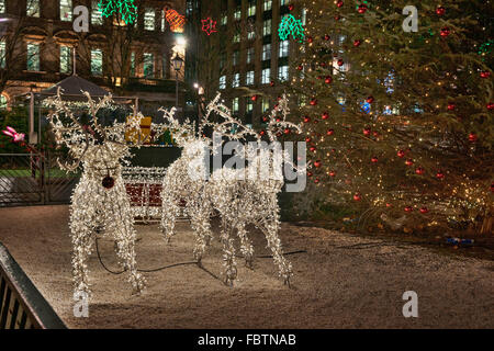 George Square Glasgow, luci e decorazioni natalizie, Scotland, Regno Unito Foto Stock