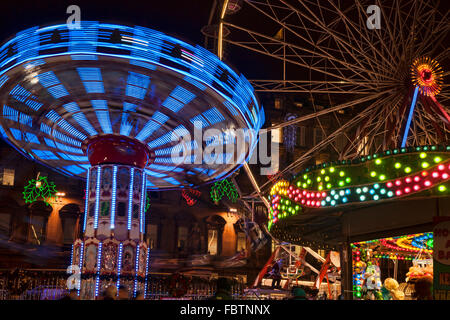 George Square Glasgow, luci e decorazioni natalizie, Scotland, Regno Unito Foto Stock