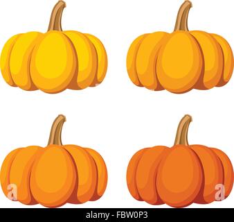 Set di quattro zucche isolato su uno sfondo bianco. Illustrazione Vettoriale. Illustrazione Vettoriale