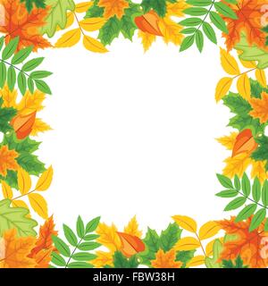 Telaio con autunno foglie colorate. Illustrazione Vettoriale. Illustrazione Vettoriale