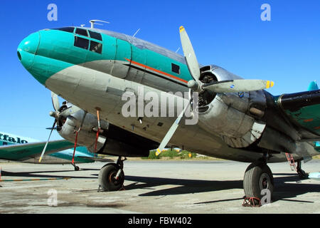 Curtiss c-46 commando, parte della Buffalo airways flotta in yellowknife, NWT, Canada Foto Stock