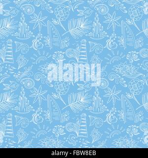 Senza cuciture decorative sketch sfondo vettoriale con simboli di vacanza Illustrazione Vettoriale