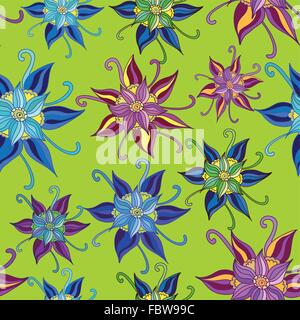 Carino seamless doodle sketch stile sfondo floreale Illustrazione Vettoriale