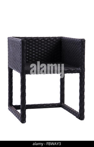 Nero sedia in rattan artificiale Foto Stock