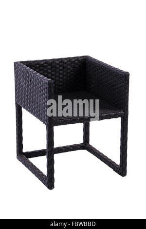 Nero sedia in rattan artificiale Foto Stock