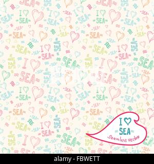 Vector seamless pattern con lettere e cuori Illustrazione Vettoriale