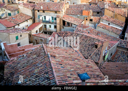 Spagna, provincia di Zaragoza,a Daroca: tetti Foto Stock