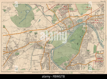 RICHMOND HOUNSLOW Kew Brentford Isleworth Acton Chiswick Ealing. BACON, 1927 Mappa Foto Stock