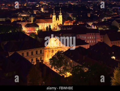 Graz Kirche Mariahilf Nacht - Graz - Chiesa Mariahilf notte 01 Foto Stock