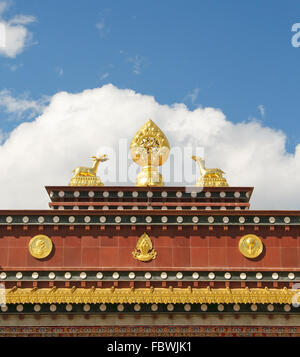 Dettagli architettonici di songzanlin monastero tibetano, Shangri-la Cina Foto Stock