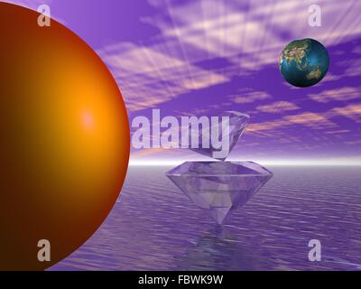 Il pianeta terra e diamante Foto Stock