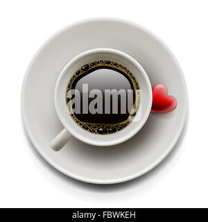 Tazza di caffè vista dall'alto. Il giorno di San Valentino Foto Stock