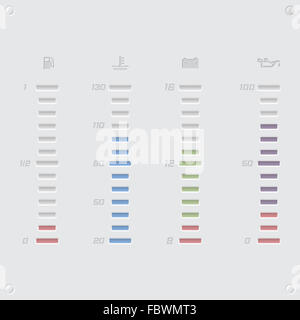 Digitale a led indicatori di veicolo per olio combustibile e acqua batteria Foto Stock