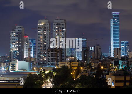 Ramat Gan città di notte. Foto Stock