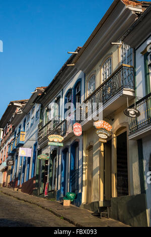 Street nel centro di Ouro Preto, Minas Gerais, Brasile Foto Stock